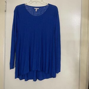 EILEEN FISHER blue lightweight linen blend pullover sweater size small